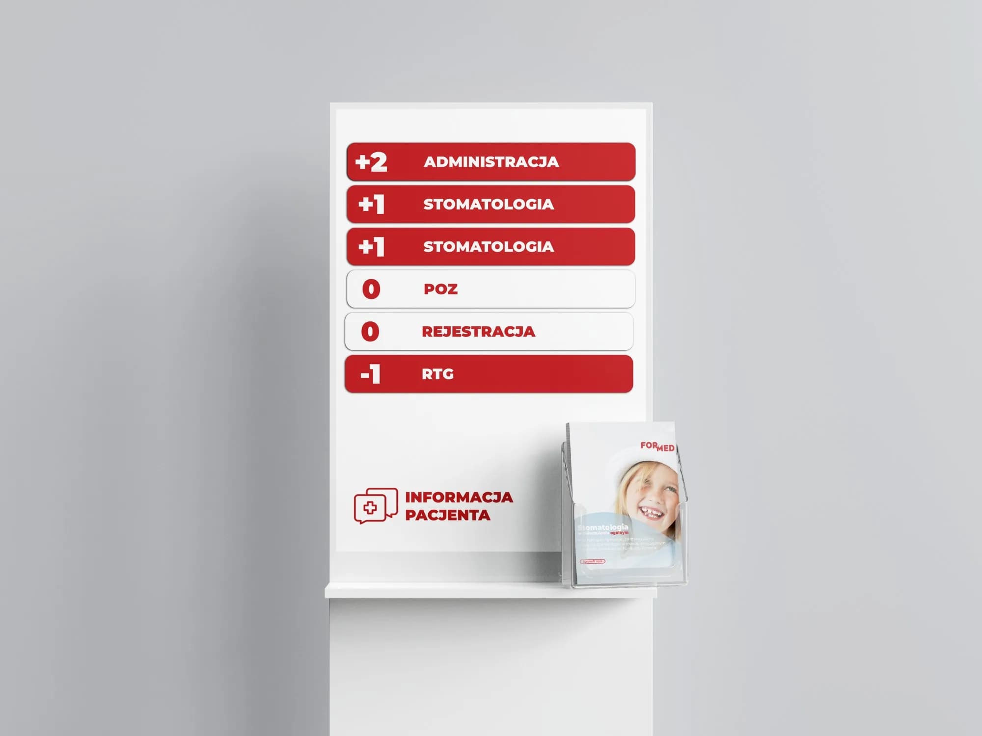 Floor directory board and FORMED leaflets
